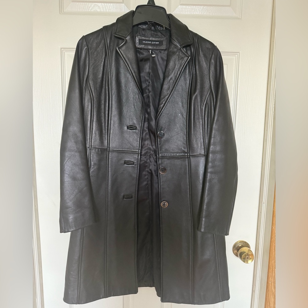 Wilsons Leather Black Trench Coat